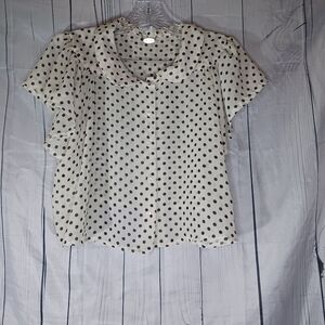 Ali & Kris Cropped Polka Dot Blouse - Black and Cream